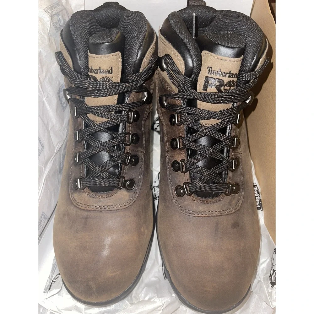 Men's Timberland PRO Flume Mid Waterproof Steel Toe Work Boots Brown A1Q8V 9.5 M